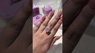 Maxine Pink Stone Radiant Cut Three Stone Engagement Ring maxinejewelry engagementring [upl. by Worthington]