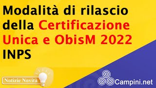 ⚠️ INPS Certificazione Unica 2022 ❗ Direttamente da casa ✅ CU e ObisM 2022 ⚡ [upl. by Lime209]