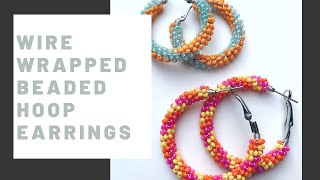 SUPER EASY Wire Wrapped Hoop Earrings  Beginners Beading Tutorial [upl. by Nanaj]