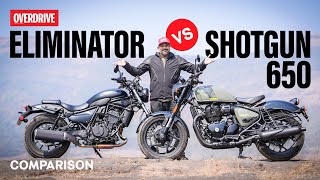 Kawasaki Eliminator v Royal Enfield Shotgun 650 Budget Power Cruisers I odmag [upl. by Rachaba787]