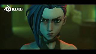 Arcane Jinx Fan animation blender animation [upl. by Airrotal]