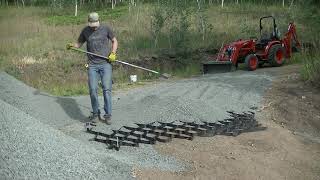 Putting Down Gravel Driveway Using Geocell Our Solution for Long Steep Slope [upl. by Diskin]