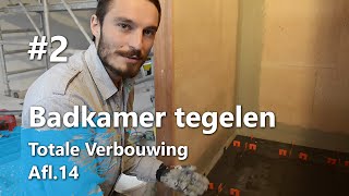 Badkamer Tegelen Part 2  Badkamervloer tegelen Totale Verbouwing Afl14 [upl. by Valdemar664]