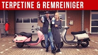 SCOOTER RIJDEN OP TERPETINE amp REMREINIGER MET COCO CHANOU  VOL GAS MET JOEY [upl. by Akimas]