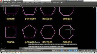 How to Draw Pentagons Hexagons amp Octagons Using the Polygon Command in AutoCAD [upl. by Massimiliano]