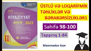 Üstlü və loqarifmik tənliklər 1Riyaziyyat test toplusu 2023 2ci hissə [upl. by Annol]