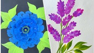 Two unique and easy flower painting ideas for beginners 🌺🍃 [upl. by Naujtna584]