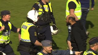 Skandalscener i svenska cupen finalen Mjällby fansen börja slåss [upl. by Nisay]