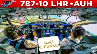 Etihad Boeing 78710 Cockpit London Heathrow🇬🇧 to Abu Dhabi🇦🇪 [upl. by Eus]