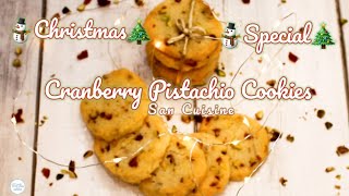 Cranberry Pistachio CookiesCranberry Pistachio ShortbreadChristmas SpecialCookiesSan Cuisine [upl. by Alanah]