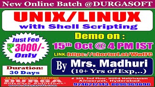 UNIXLINUX with Shell Scripting Online Training  DURGASOFT [upl. by Benita289]