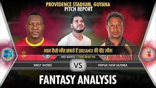 WI vs PNG Dream 11 ICC Mens T20 World Cup 2024 2nd Match Dream 11 Prediction Guyana Stadium Pitch [upl. by Eidolem]