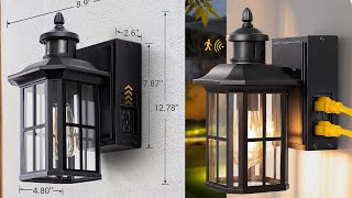 Porch Light Lantern Look with GFCI Outlet Motion Sensor Outdoor Wall Dusk to Dawn Wall Mounted [upl. by Tekla]