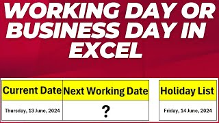 How To Calculate Working Day in Excel Excluding Weekends and Holidays  Business Day In Excel [upl. by Kinsler542]