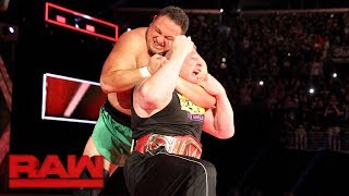 Samoa Joe traps Brock Lesnar in the Coquina Clutch Raw June 26 2017 [upl. by Hermine]