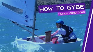 OPTIMIST SAILING  How To Gybe  Medium Conditions [upl. by Flora623]