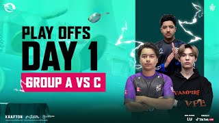 EN PUBG MOBILE RUTHLESS PRO SERIES COG S3 PLAYOFFS GROUP A VS C DAY 1 FT BTR VPE HORAA I8 [upl. by Eseela]