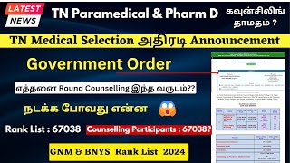 📢TN Paramedical Counselling 2024 Schedule Release Next Week [upl. by Nyllewell]