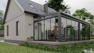 Sunroom  Retractable glass roof with sliding glass doors [upl. by Oidacra474]