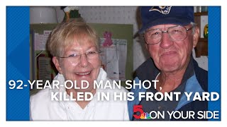 92yearold man was shot to death in his front yard while blowing leaves son says [upl. by Annairt620]