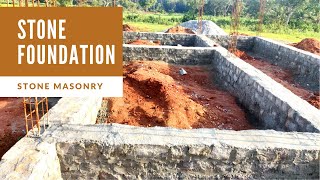 Size Stone masonry foundation  Step by step Indian construction  Technical detailsCreative Homes [upl. by Pinebrook986]