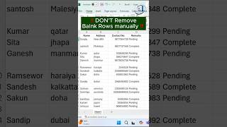 Remove blank rows in Excel dynamically exceltipsandtricks exceltips viralshorts [upl. by Anomor]