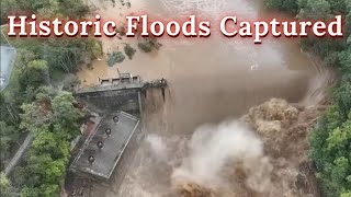 East TN Historic Flooding Captured plus Bridge Collapse and Dam Crested  Storm Helene [upl. by Anerom]