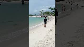 Siloso beach at Sentosa islandsingaporevlogbeachlifeviralsingapore [upl. by Tiras]