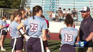 Ausable Valley and Beekmantown girls flag football teams grab big wins [upl. by Elleuqram]