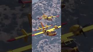 Two Canadair CL415 Water Bombers in Formation waterbomber firefighting aviation cl415 [upl. by Esinereb]