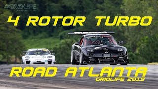 4 ROTOR TURBO RX7 FIRST SHAKEDOWN RACETRACK GRIDLIFE 2019 ROAD ATLANTA SCREAMING USA [upl. by Barbette]