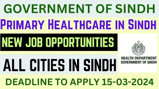 Government of Sindh Healthcare Jobs 2024  Primary Healthcare in Sindh jobs 2024  Government jobs [upl. by Ahsinhoj965]