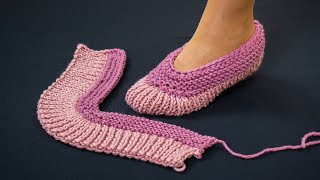 Very easy knitted slippers  tutorial for beginners [upl. by Wilinski963]