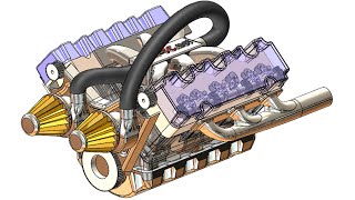 SolidWorks A Tutorial 203  Car Engine advanced assembly [upl. by Auhsuj]