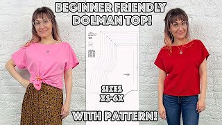 DIY Dolman Sleeve Top Tutorial With Pattern  Easy Sewing Project for Beginners [upl. by Drue306]