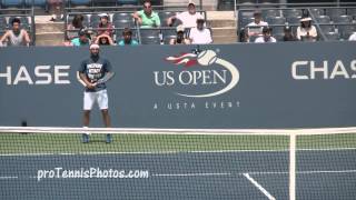 Kei Nishikori and Marcos Bagdhatis 2013 US Open Practice [upl. by Georgeta85]