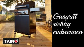 Wie brennt man einen neuen TAINO Gasgrill richtig ein Erklärt am TAINO BLACK 31 Gasgrill Anleitung [upl. by Ellehsal]