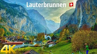 Lauterbrunnen Switzerland walking tour 4K 60fps  A paradise on Earth [upl. by Farrow]