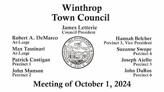 Winthrop Town Council Meeting October 1 2024 [upl. by Ednew716]