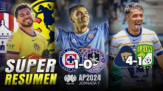 TODOS LOS PARTIDOS LIGA MX JORNADA 1 🏆 GOLES y TABLA GENERAL  ACCION 2024 [upl. by Rocca]