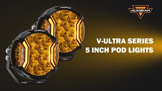 Auxbeam® VULTRA Series 5 Inch 172W LED Side Shooter Amber Pod Lights with Amber DRL [upl. by Anattar]