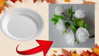 Home decorating flowers from Disposable plate  DIY Thermocol flower  Home Décor Ideas [upl. by Cinamod]