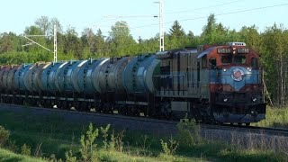 Тепловоз С367i 1545 близ ст Тамсалу  C367i 1545 with full tank wagons [upl. by Eednarb590]