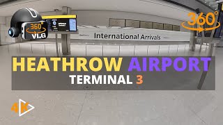 Heathrow Airport ✈️👨‍✈️ Terminal 3 Walk Tour In 360° View [upl. by Anaeirb572]