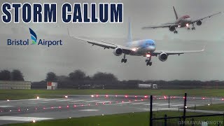 BRISTOL AIRPORT DURING STORM CALLUM  DIRECT CROSSWIND SIDEWAYS LANDINGS GO AROUNDSWITH ATC [upl. by Onez]