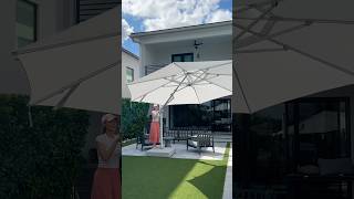 Trying the largest outdoor umbrella Best outdoor furniture [upl. by Hemingway]