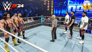 The Bloodline vs Bron Breakker Steiner Brothers  WWE 2K24 Gameplay [upl. by Boys]