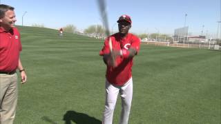 Eric Davis imitates Willie Stargells batting stance [upl. by Solracnauj]