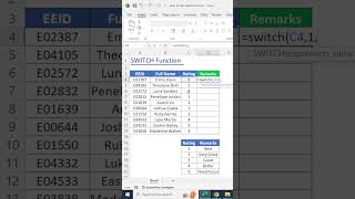 Switch Function  Excel Formulas amp Tricks in One Minute  exceltips dataanalysis spreadsheet [upl. by Davilman]