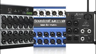 COMPARATIVA CONSOLAS SIN SUPERFICIE DE CONTROL  MACKIE DL32S SOUNDCRAFT UI24R y BEHRINGER XR18 [upl. by Rehtaeh]